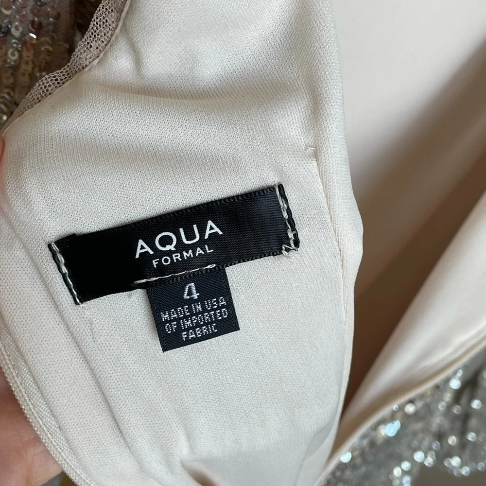 Aqua sequin long sleeve dress Sz. 4 - Picture 9 of 15